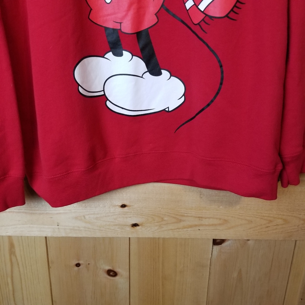 Disney Mickey Mouse Red Scarf Holiday Fleece Lined Unisex Sweatshirt - Picture 3 of 11